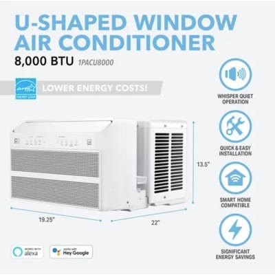 8000 BTU Energy Star U-Shaped Window Air Conditioner