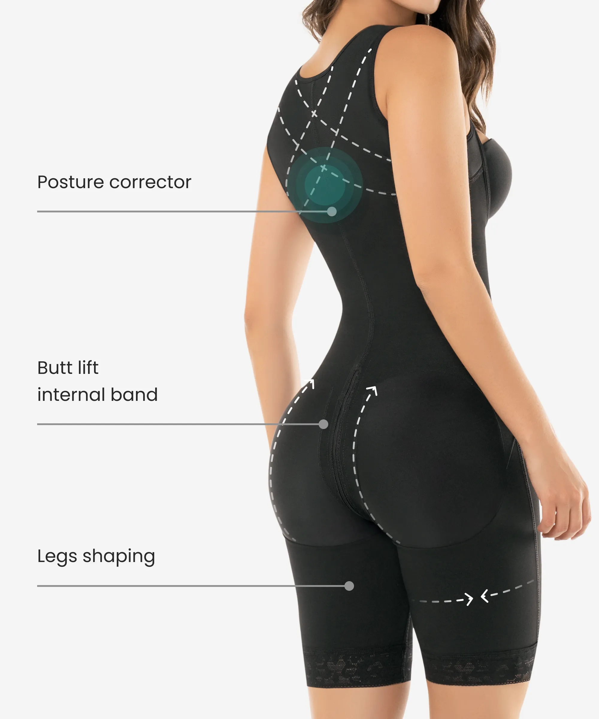 High compression bodysuit with zip crotch - Style 462