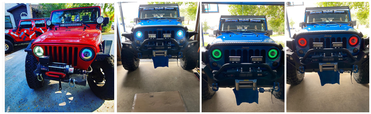 Jeep Wrangler JK LED Headlights With RGB Halo Turn Signal