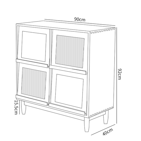 Astrid Wood Bookcase with Tilt Up Door
