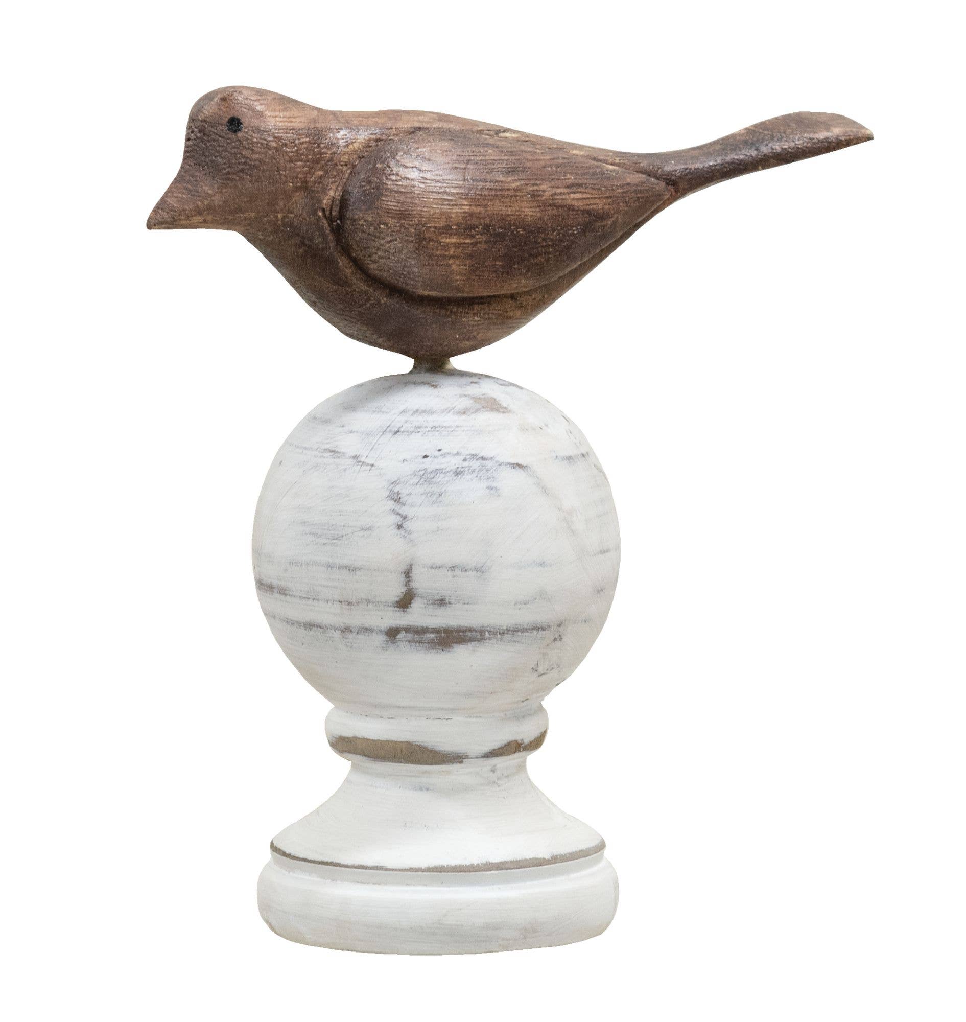 Wood Carved Bird Finial - 5.5