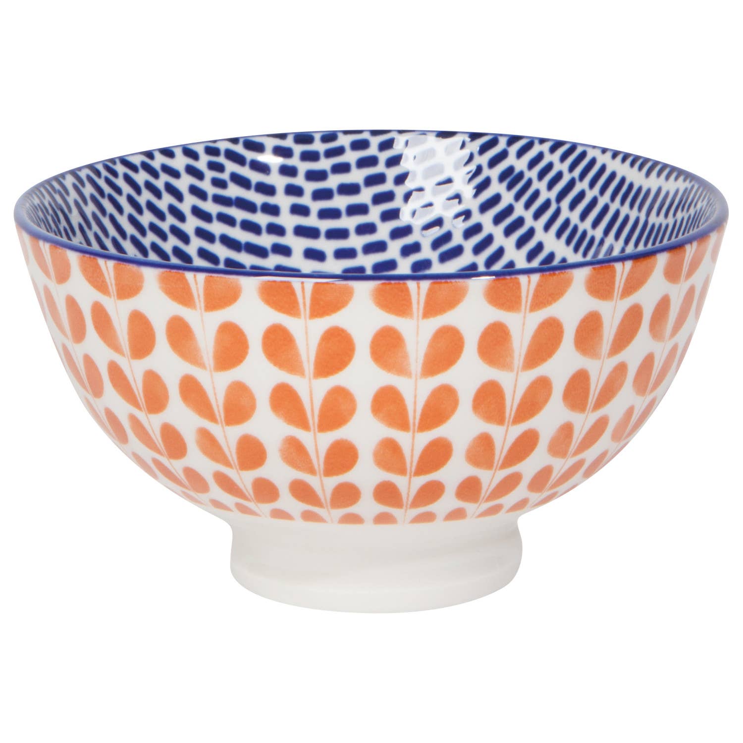 Bowl, Orange/ Blue Blossom Stamped 4