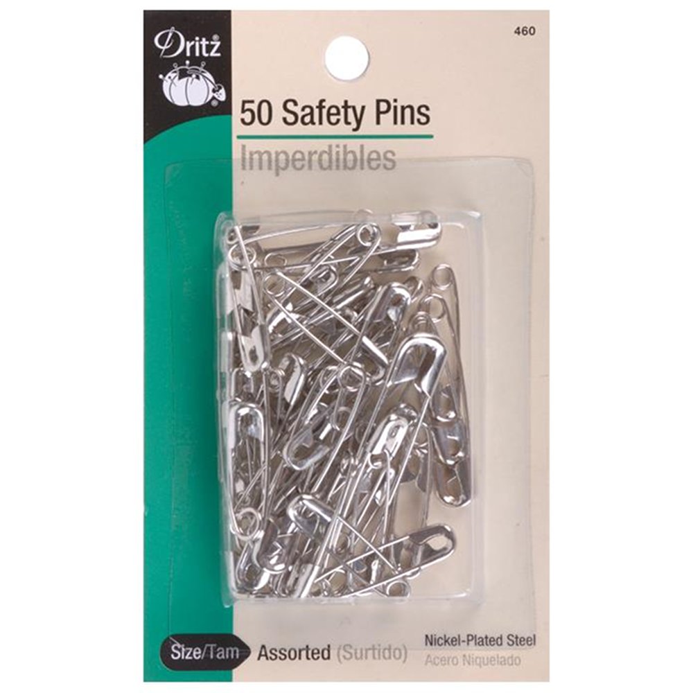 Safety Pins, 50 Pack, Assorted Sizes