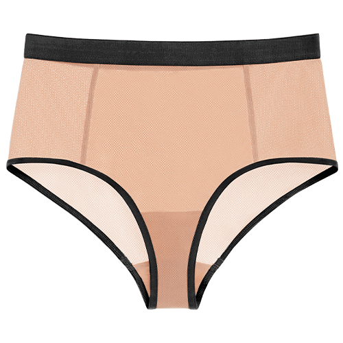 Sieve High-Waist Brief in Buff + Black