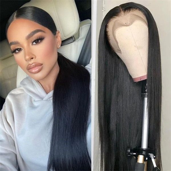 lace front ponytail wigs black hair