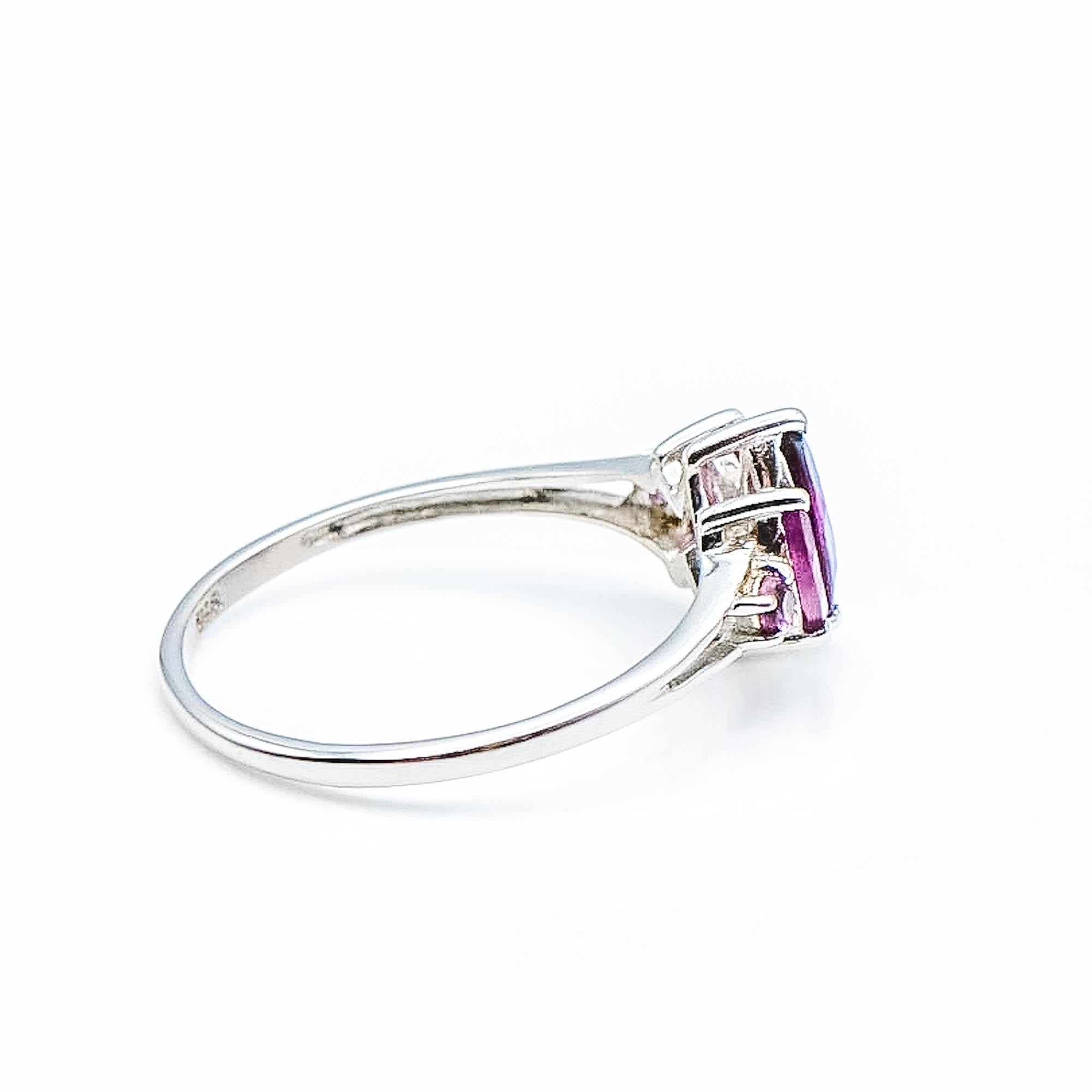 Sterling Silver Garnet Ring Size 7.75