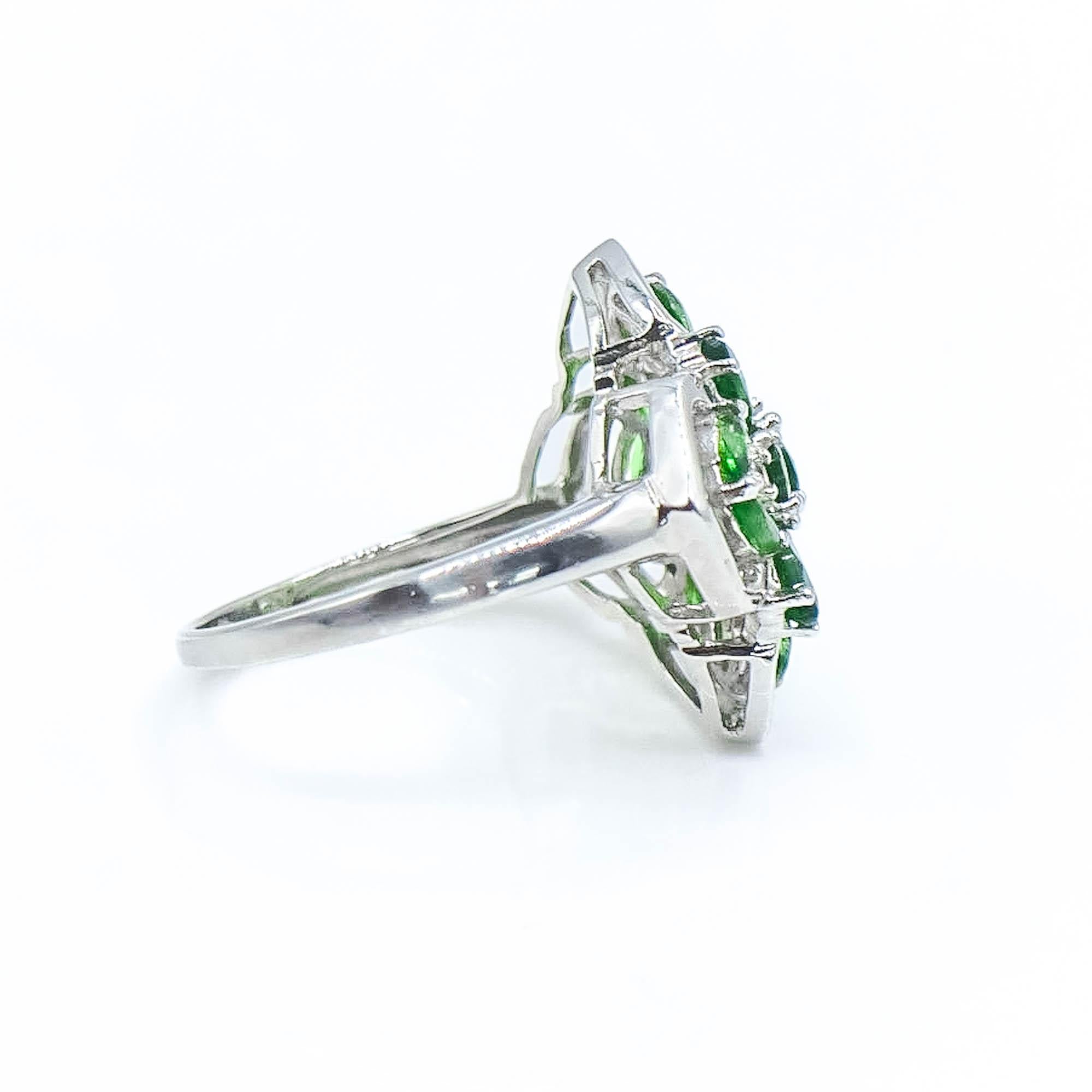 Sterling Silver Chrome Diopside And Emerald India Ring Size 8