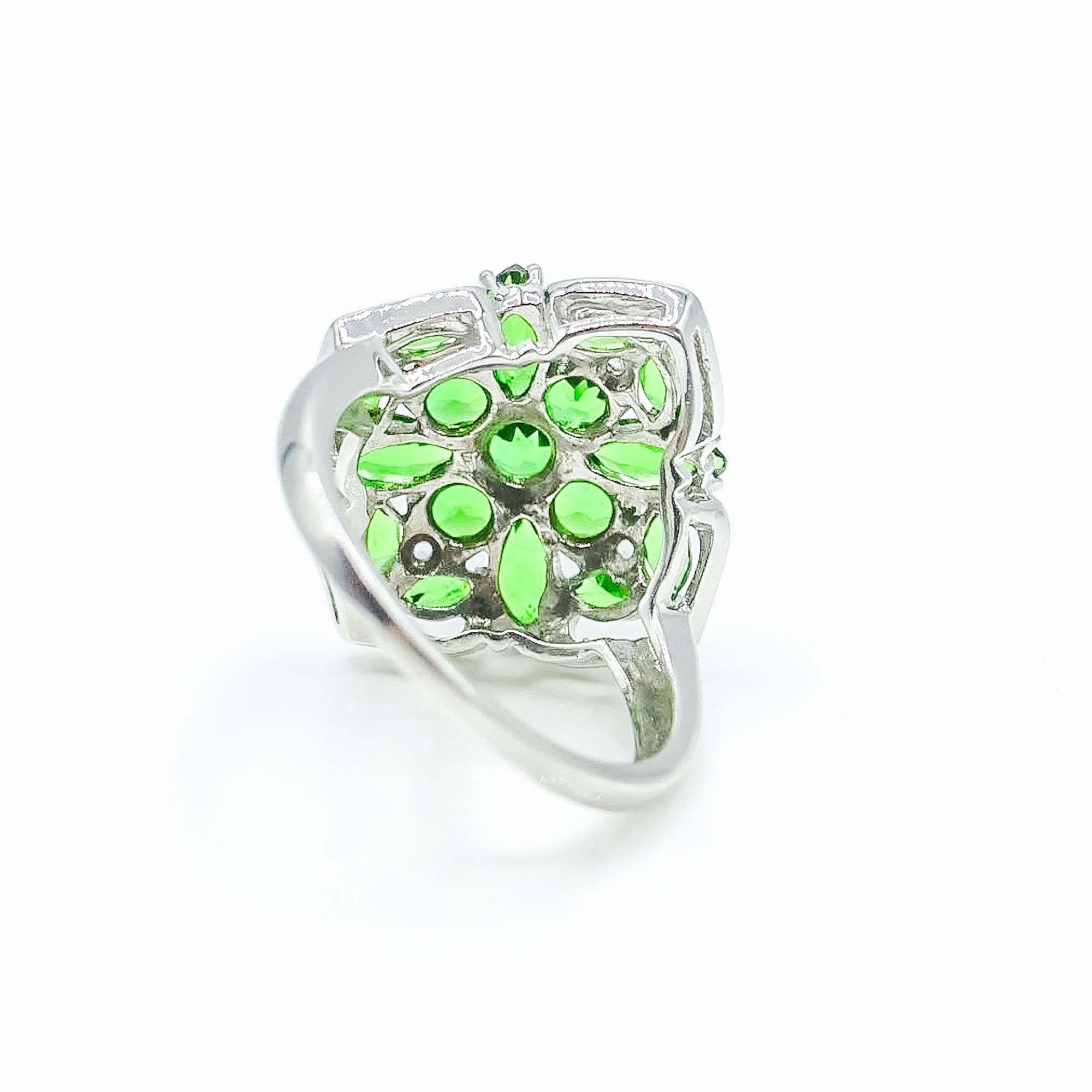 Sterling Silver Chrome Diopside And Emerald India Ring Size 8