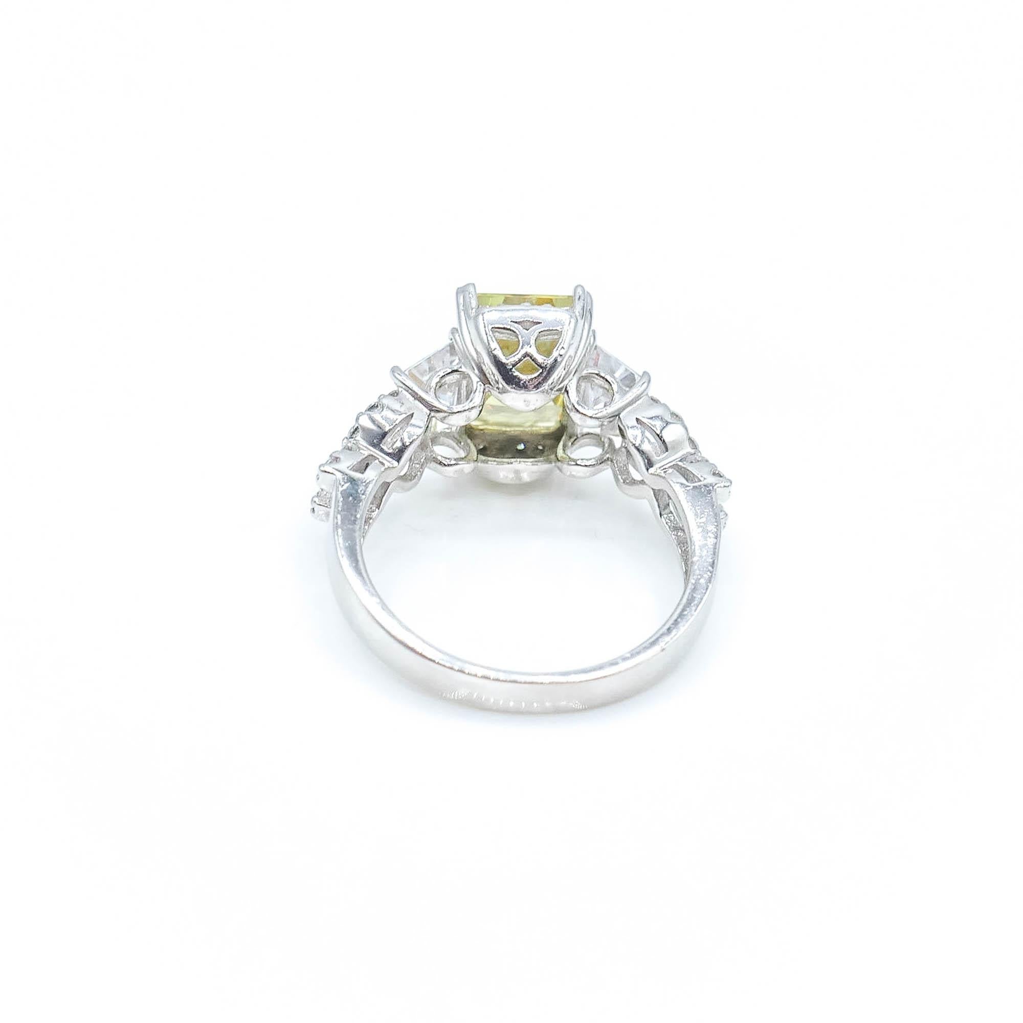 Sterling Silver Yellow Cubic Zirconia Engagement Ring Size 7