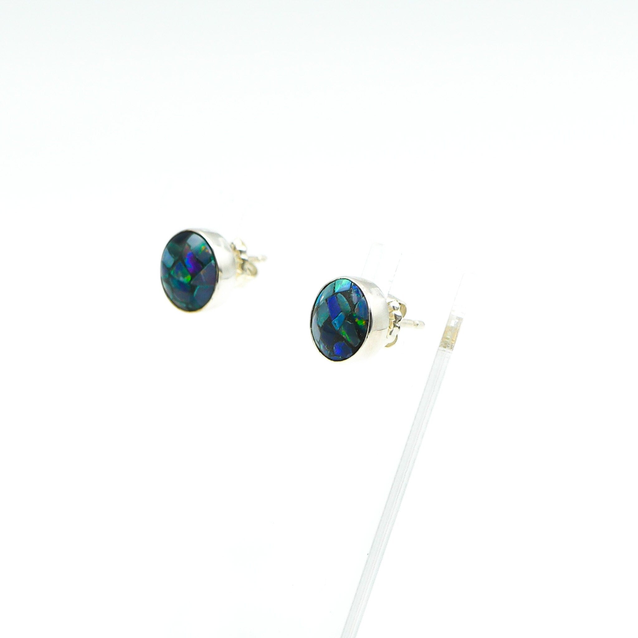 Opal Stud Earrings in Sterling Silver