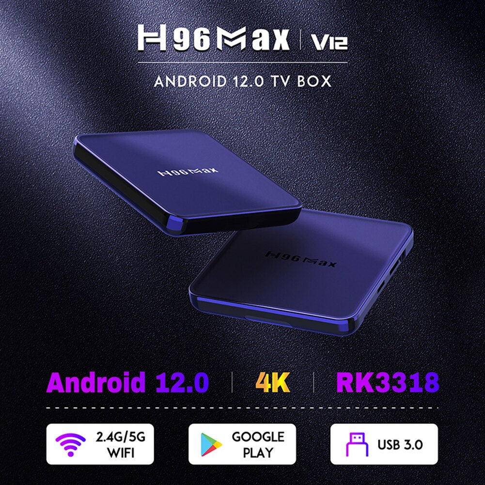 NEW H96 Max V12 Android 12  RK3318 Quad-Core 64bit Cortex-A53 Smart TV Box Media Player