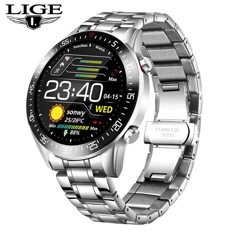 LIGE Smart Watch Men Heart Rate Blood Pressure Information Reminder Sport Smart Watch