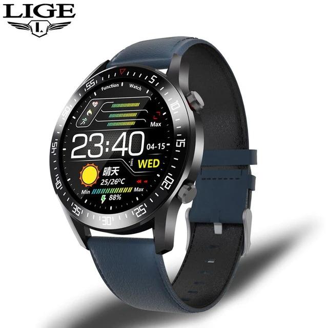 LIGE Smart Watch Men Heart Rate Blood Pressure Information Reminder Sport Smart Watch