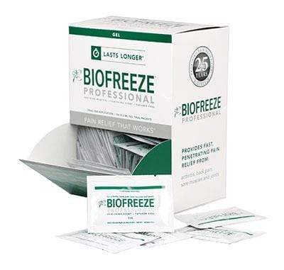 Biofreeze Professional Green Gel, 3 gm gravity feed dispenser, box of 100, case of 10