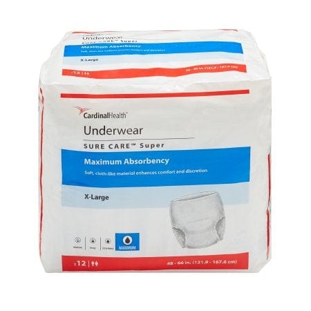 Unisex Adult Absorbent Underwear Sure Care Pull On X-Large Disposable Heavy Absorbency Cs/48