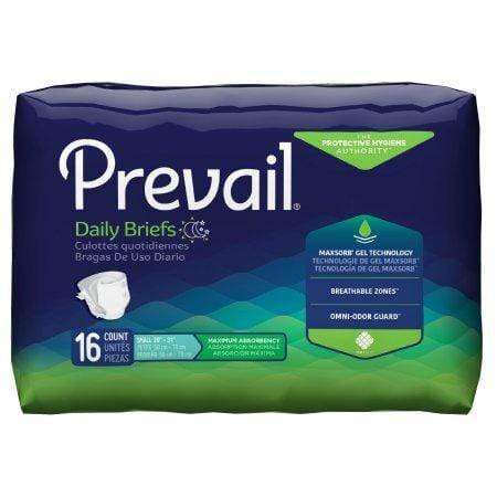 Unisex Adult Incontinence Brief Prevail Small Disposable Heavy Absorbency Cs/6