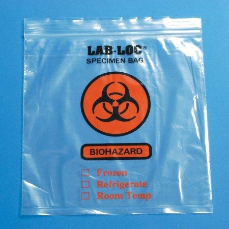 Specimen Transport Bag with Document Pouch Lab-Loc 8 X 10 Inch LDPE  Biohazard; Case/1000