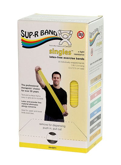 Sup-R band, latex-free, 5-foot Singles, 30 piece dispenser, yellow