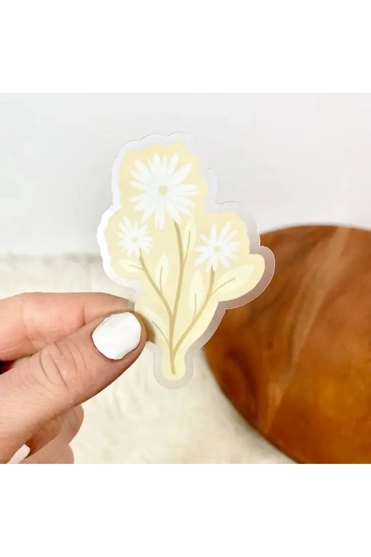 Yellow Daisy Clear Sticker