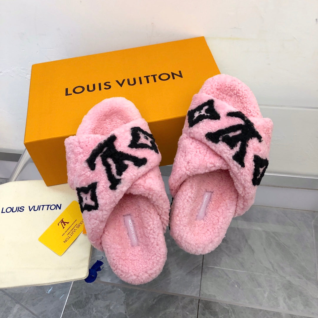 LV Criss Cross Fur Slides - Louis Vuitton