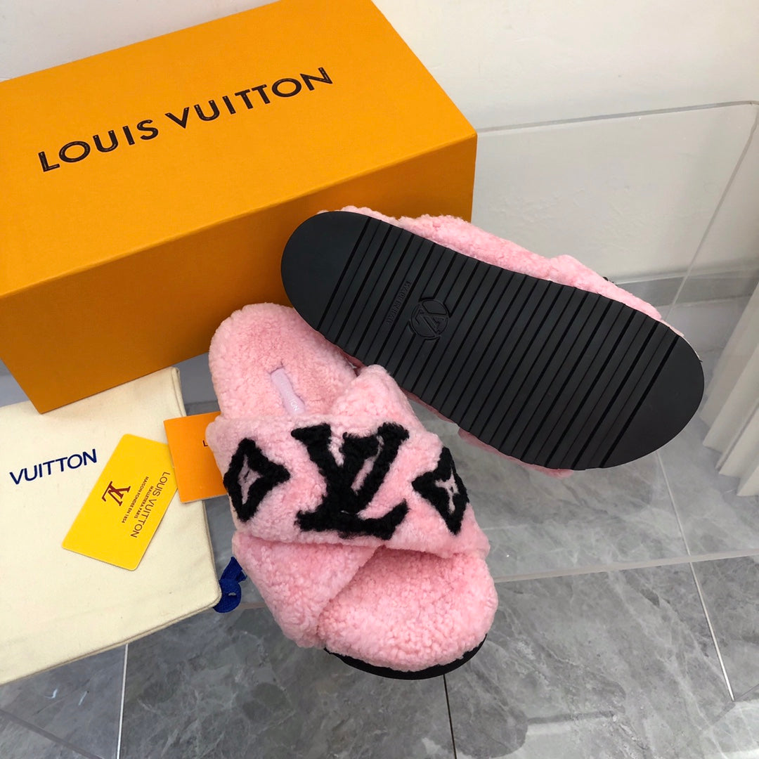 LV Criss Cross Fur Slides - Louis Vuitton