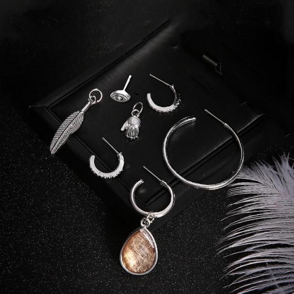 5 Pcs/Set Pendant Silver Earrings Set