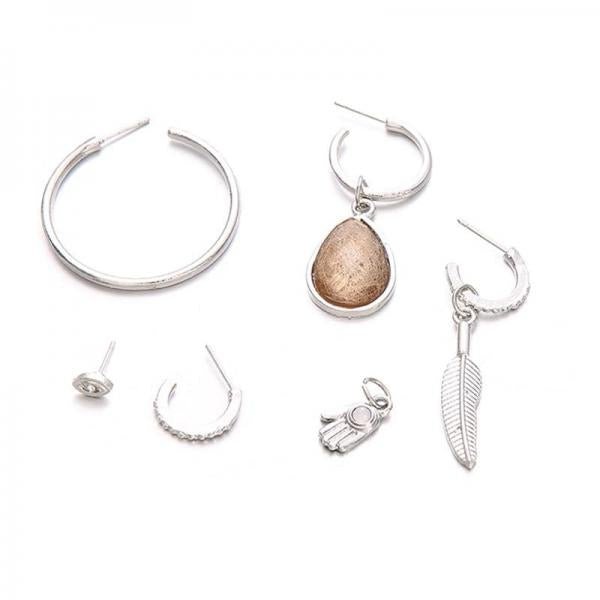 5 Pcs/Set Pendant Silver Earrings Set
