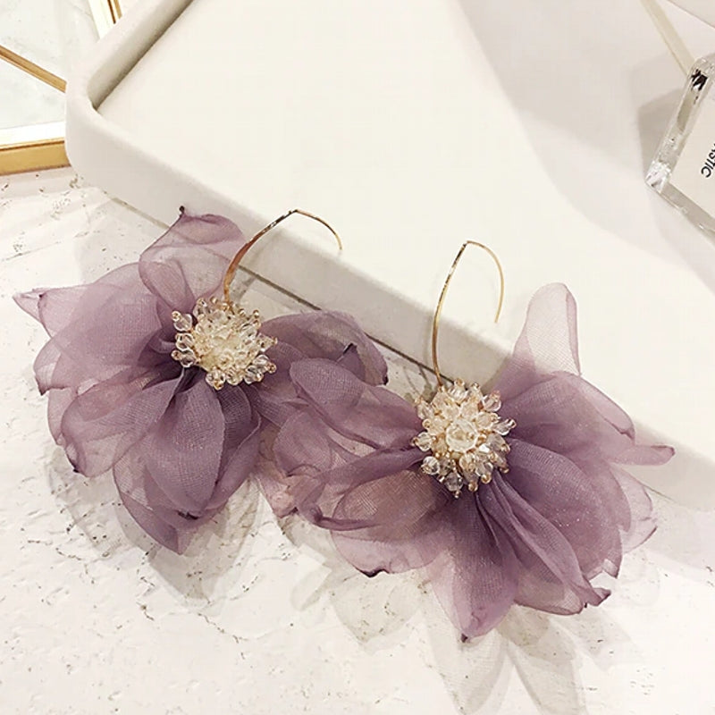 Earrings White Flower Long Earrings For Women