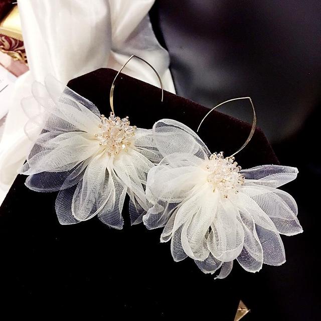 Earrings White Flower Long Earrings For Women