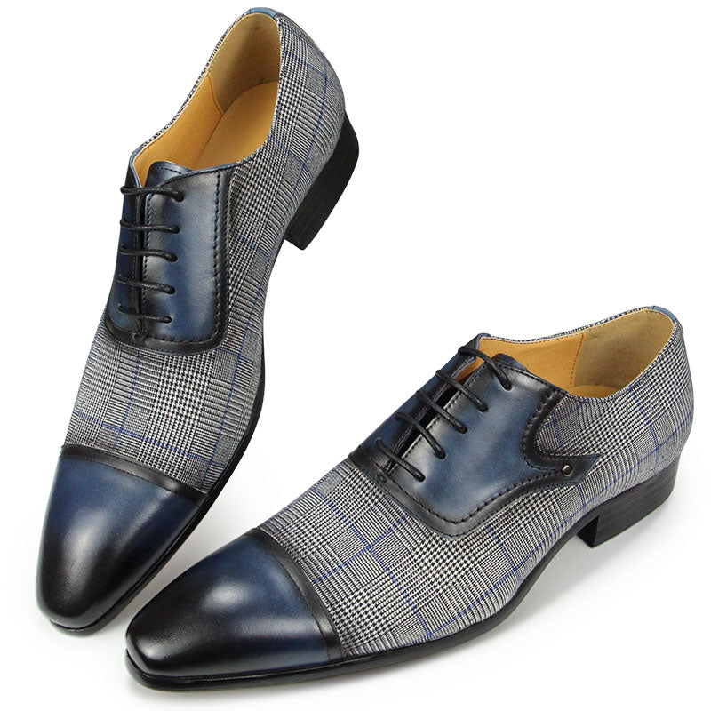 Elegant Business Blue Blazers Leather Men Shoes