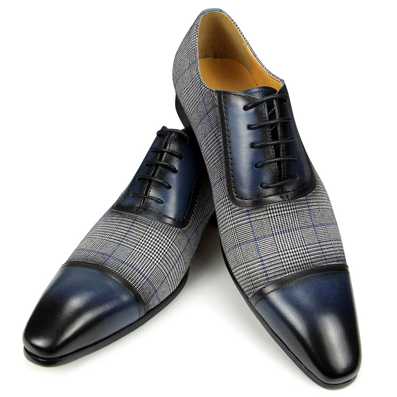 Elegant Business Blue Blazers Leather Men Shoes