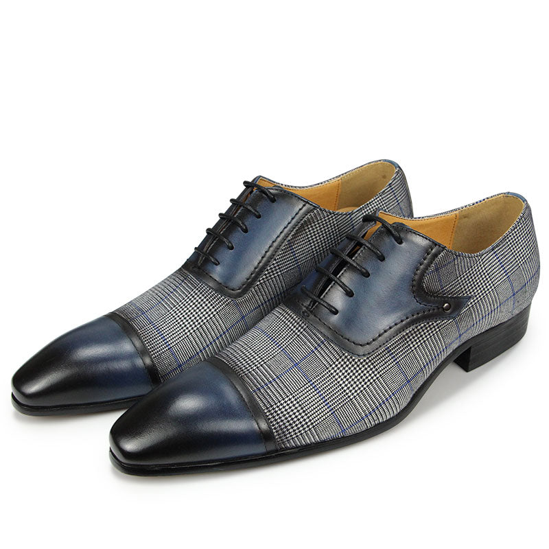 Elegant Business Blue Blazers Leather Men Shoes