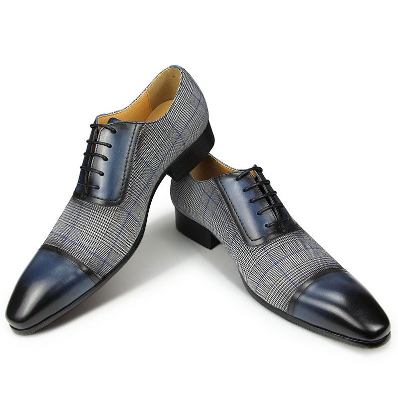 Elegant Business Blue Blazers Leather Men Shoes