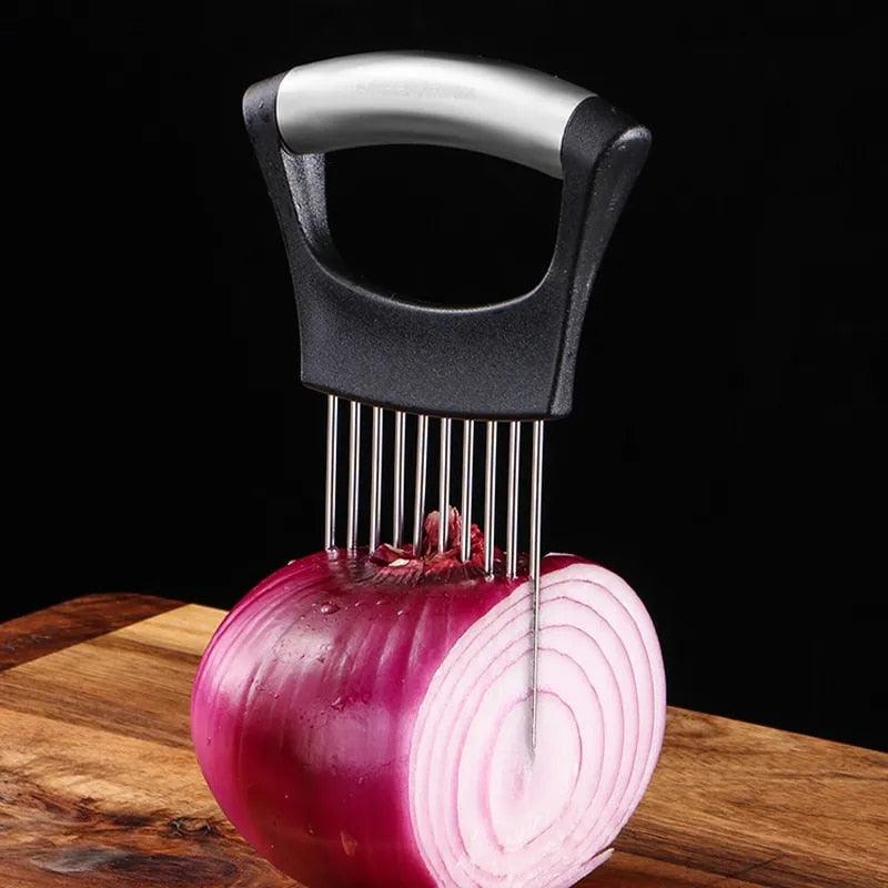 Stainless Steel Onion Cutter Holder Food Slicers