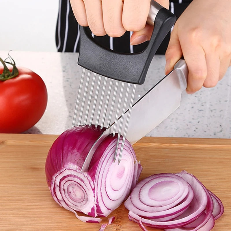 Stainless Steel Onion Cutter Holder Food Slicers