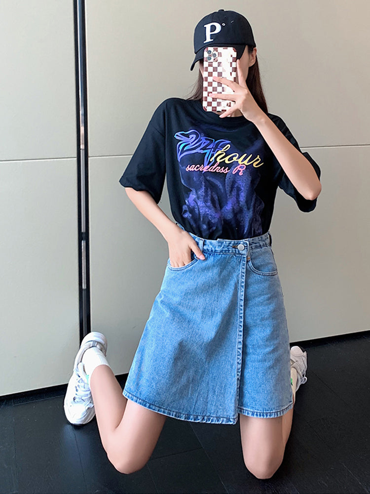 Summer Women Blue Denim Skirt Shorts