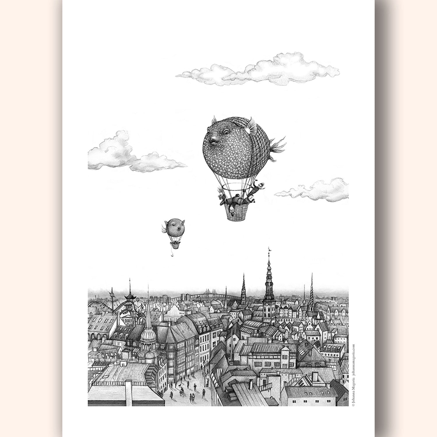 Balloon Fish over Copenhagen Fine Art Print