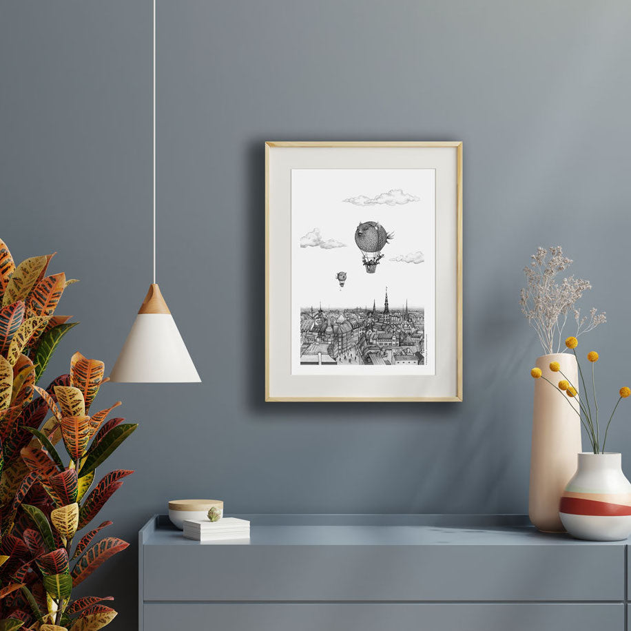 Balloon Fish over Copenhagen Fine Art Print