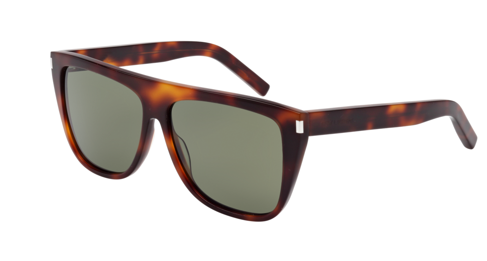 Saint Laurent SL 1 Havana Sunglasses / Green Lenses