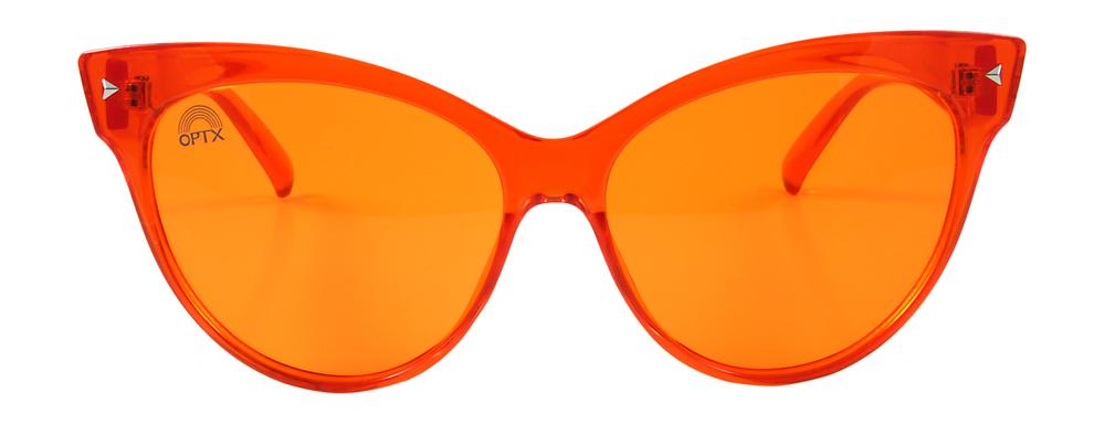 RainbowOPTX Cat Eye Transparent Orange Sunglasses / Orange Lenses