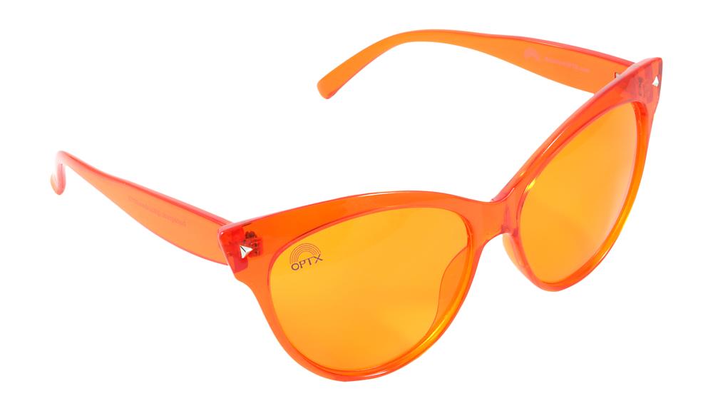RainbowOPTX Cat Eye Transparent Orange Sunglasses / Orange Lenses