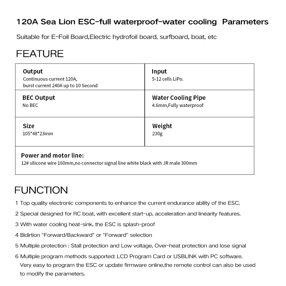 Firduo Sea Lion 120A Water-Cooled ESC for eFoil Hydrofoil