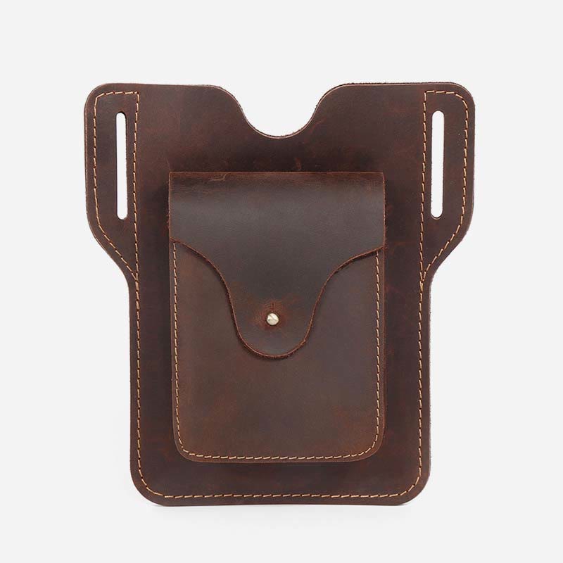 Limited Stock: Outdoor Leather Retro Solid Color 7.2 Inch Cell Phone Belt Bag