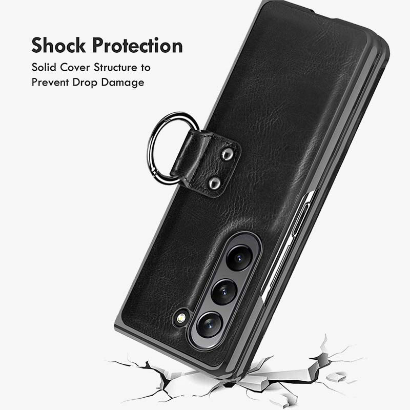 Samsung Fold Series Anti Drop Leather Ring Phone Case