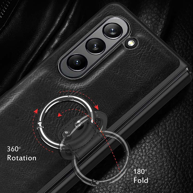 Samsung Fold Series Anti Drop Leather Ring Phone Case