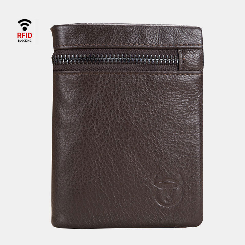 RFID Multifunctional Genuine Leather Bifold Wallet