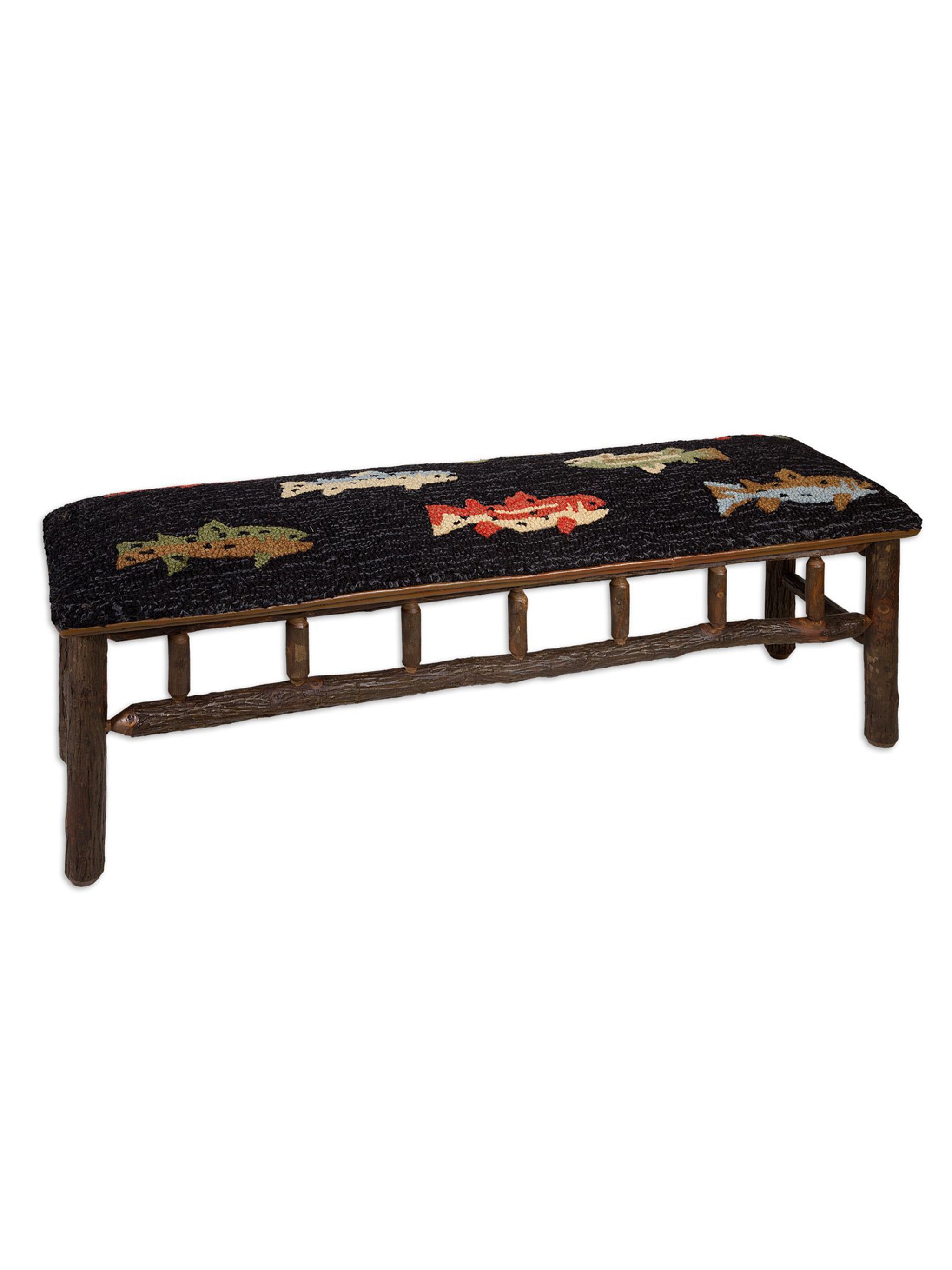 River Fish Hooked Wool Top Bench