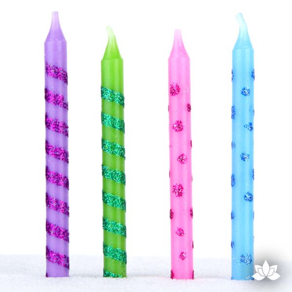  Glitter Stripes & Dots Candles 