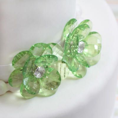  Green Flower Buttons 