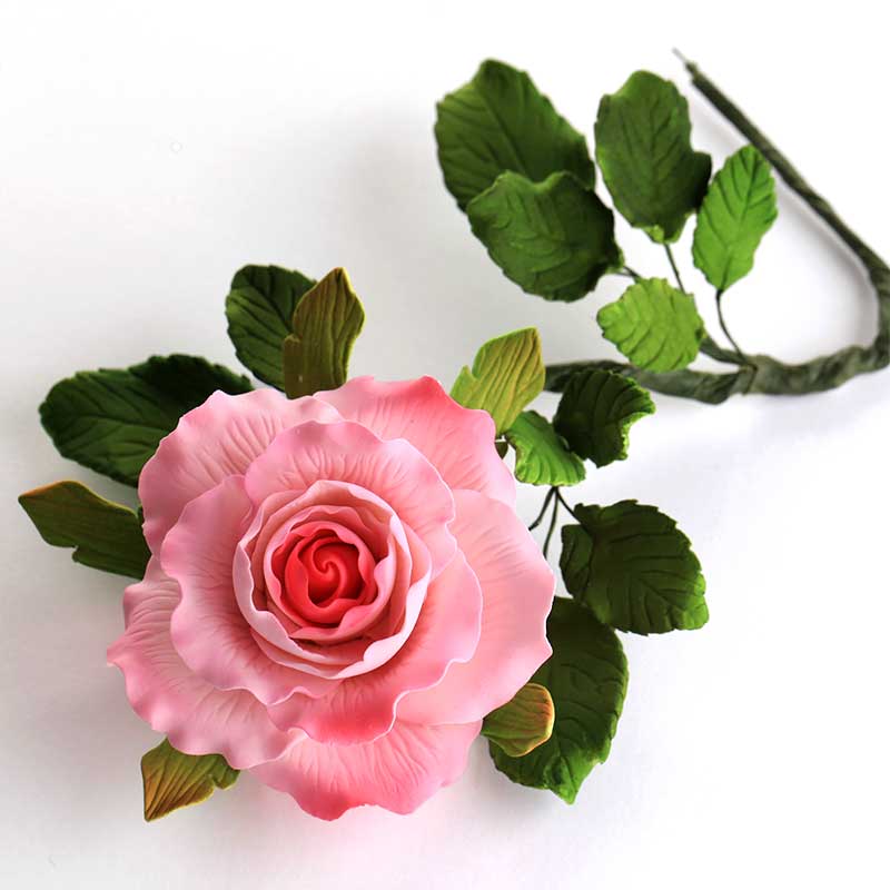  Dainty Rose Spray with Leaves 